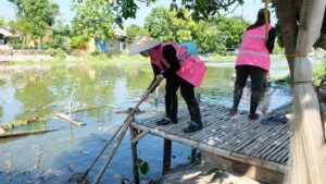 Aksi Nyata Tim Srikandi PT PLN (Persero) UIP JBTB dalam Kegiatan Bersih – Bersih Sungai Kejawan Putih Tambak demi terwujudnya Tujuan Pembangunan Berkelanjutan (TPB) atau Social Development Goals (SDGs) 12, yaitu Konsumsi dan Produksi yang Bertanggung Jawab